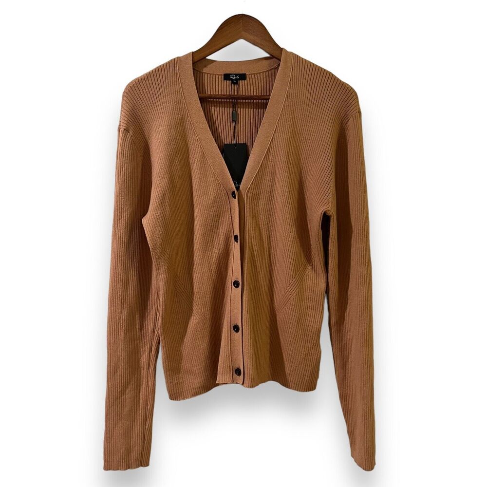 NWT Rails Beau Cardigan XL Camel Tan Silk Blend Quiet Luxury Old Money Preppy - Picture 4 of 12